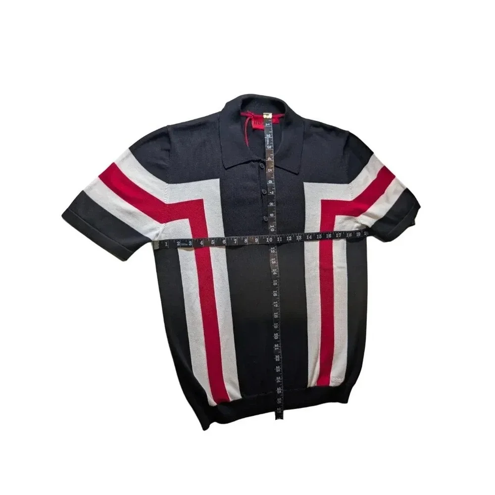 HUGO Boss Spolo Geometric Cotton Knit Polo Shirt Men's Sz S NWT $144 - Picture 7 of 9